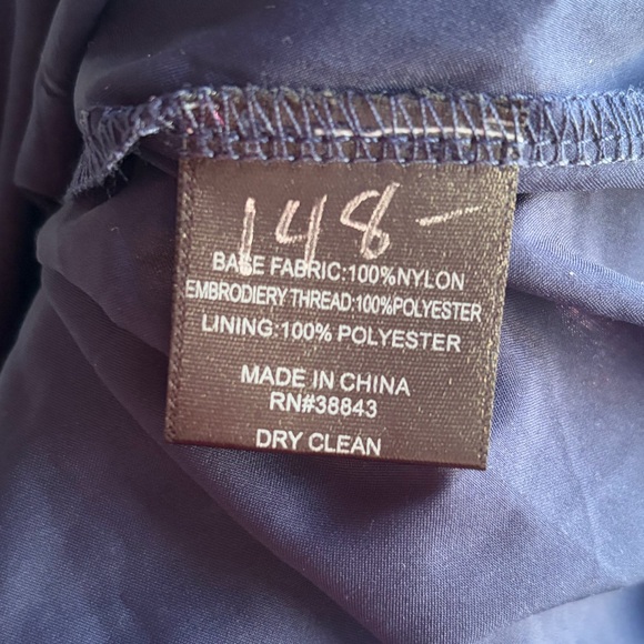 🆕✨Sam Edelman Peony Embroidered Navy Midi Dress Sheer Floral Overlay&Slit Size 4 - Picture 17 of 17